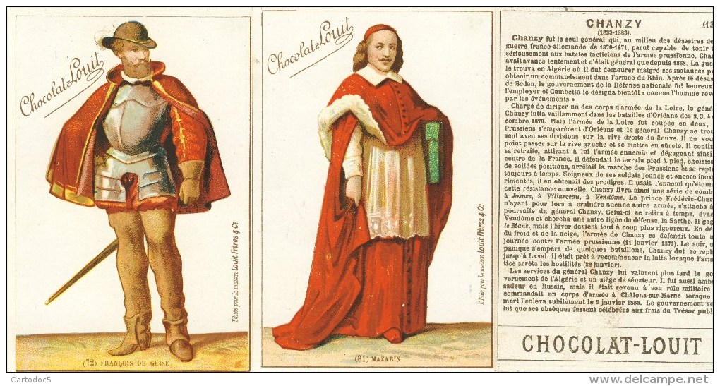 Chromos Lot De 5 : François De Guise-Mazarin-Chanzy-Casimir Perier-Lamartine - Louit