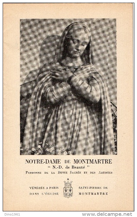 L 5 - PARIS - Brochure Notre Dame De Montmartre - Patronne De La Butte Sacrée Et Des Artistes - Religión