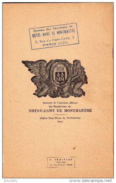 L 5 - PARIS - Brochure Notre Dame De Montmartre - Patronne De La Butte Sacrée Et Des Artistes - Religión