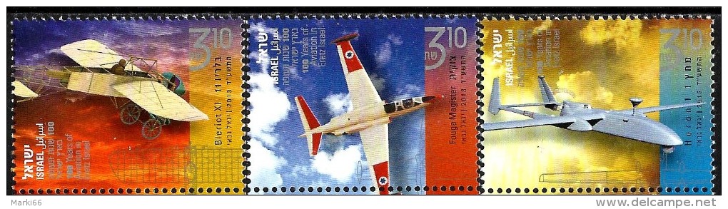 Israel - 2013 - Centenary Of Aviation In Eretz Israel - Mint Stamp Set Without Tabs - Neufs (sans Tabs)