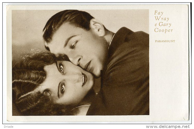 CARTOLINA FAY WRAY E GARY COOPER CINEMA ATTRICE ATTORE ACTRESS ACTOR PARAMOUNT FILM - Entertainers