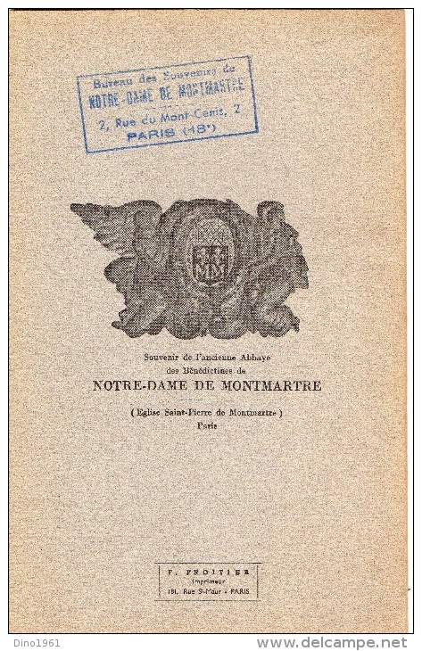 L 6 - PARIS - Brochure Notre Dame De Montmartre - Patronne De La Butte Sacrée Et Des Artistes - Religion