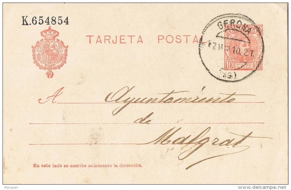 8208. Entero Postal PUENTE MAYOR (Gerona) 1910. Fechador Gerona. VARIEDAD - 1850-1931