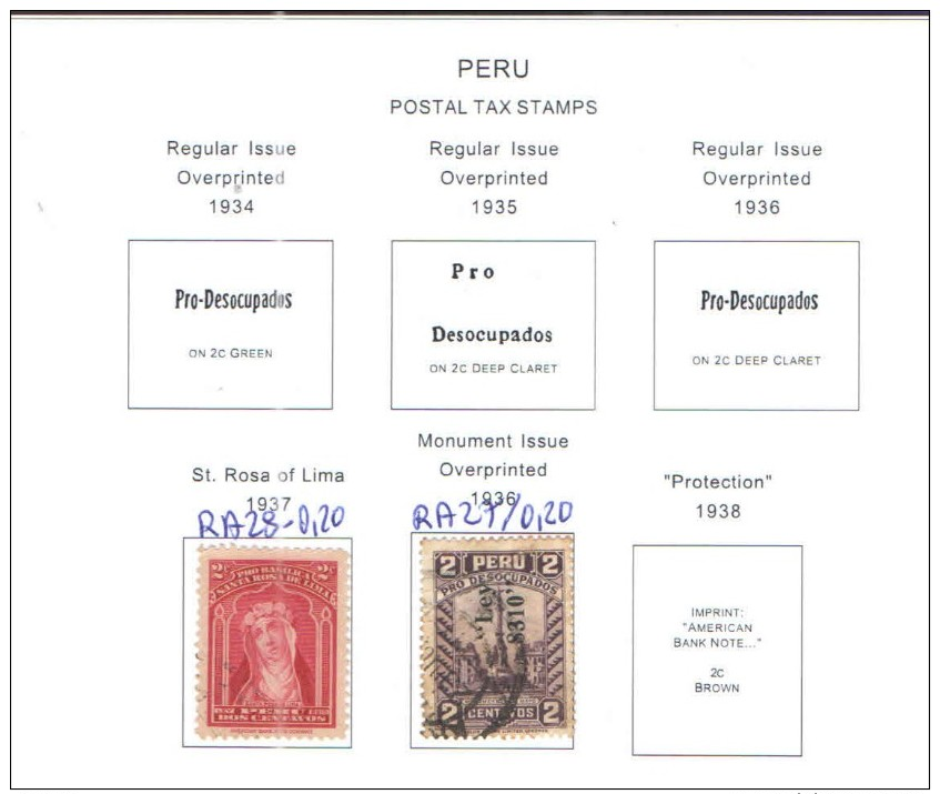 Peru'  1925/67  18 Used Stamps Postal Taxe .    See 4 Scan - Peru