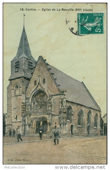 80 CORBIE / L'Eglise De La Neuville Datant Du XVIème Siècle / CARTE COULEUR TOILEE - Corbie