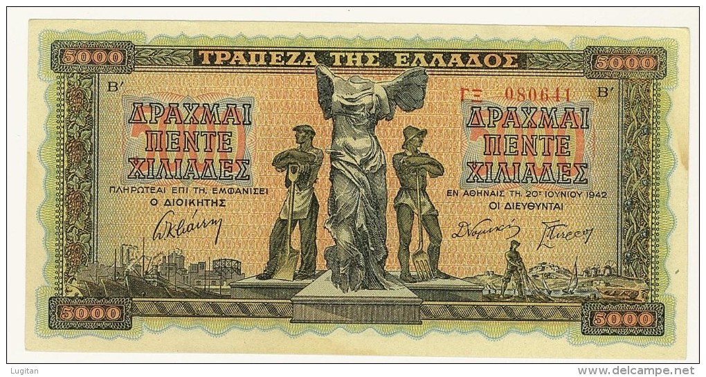 GRECIA 5000 DRACME ANNO 1942 -  QUALITY SPL - Griekenland