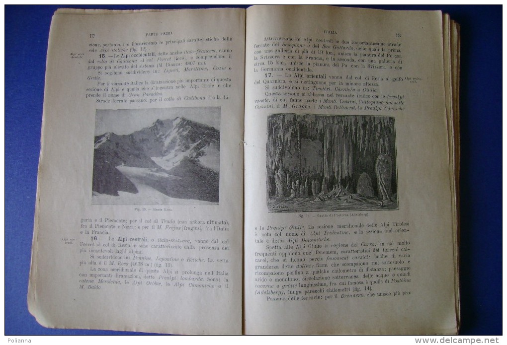 PFV/31 Colamonico CORSO ELEMENTARE DI GEOGRAFIA Vallardi Ed.1921/MONTE ROSA/MALTA/LIMAN - Histoire, Philosophie Et Géographie