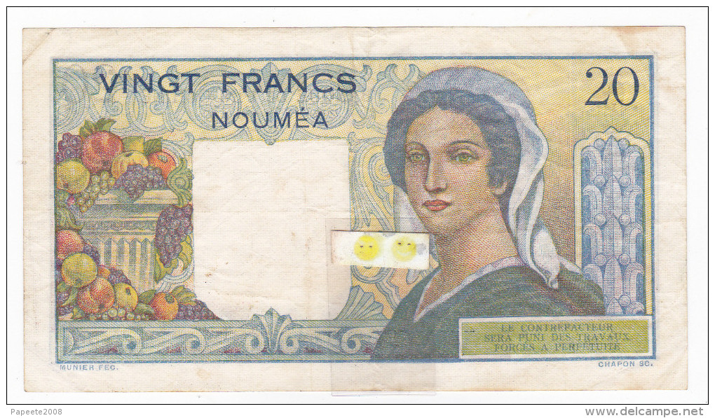 Banque De L'Indochine / Nouvelle Calédonie - 20 Fcs / NOUMEA / Signatures Roland-Billecart / Waitzenegger - Nouvelle-Calédonie 1873-1985