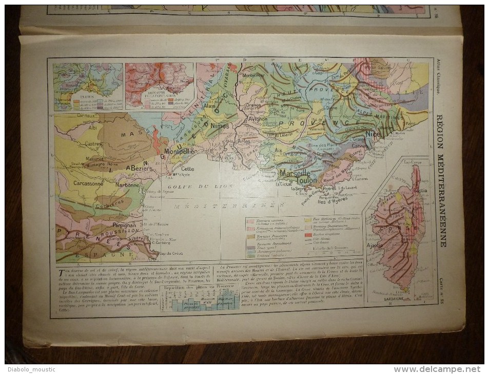 1913  Cartes Géographiques Ancienne ( Région Ouest,Bassin Aquitain,Pyrénées, Région Alpes ,Jura, Région Méditerranéenne) - Geographical Maps