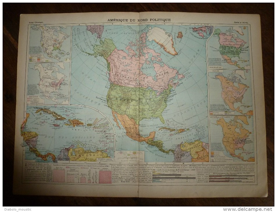 1913  Cartes Géographiques Ancienne ; AMERIQUE Du NORD Politique; AMERIQUE Du SUD Physique ; USA Partie EST - Geographical Maps