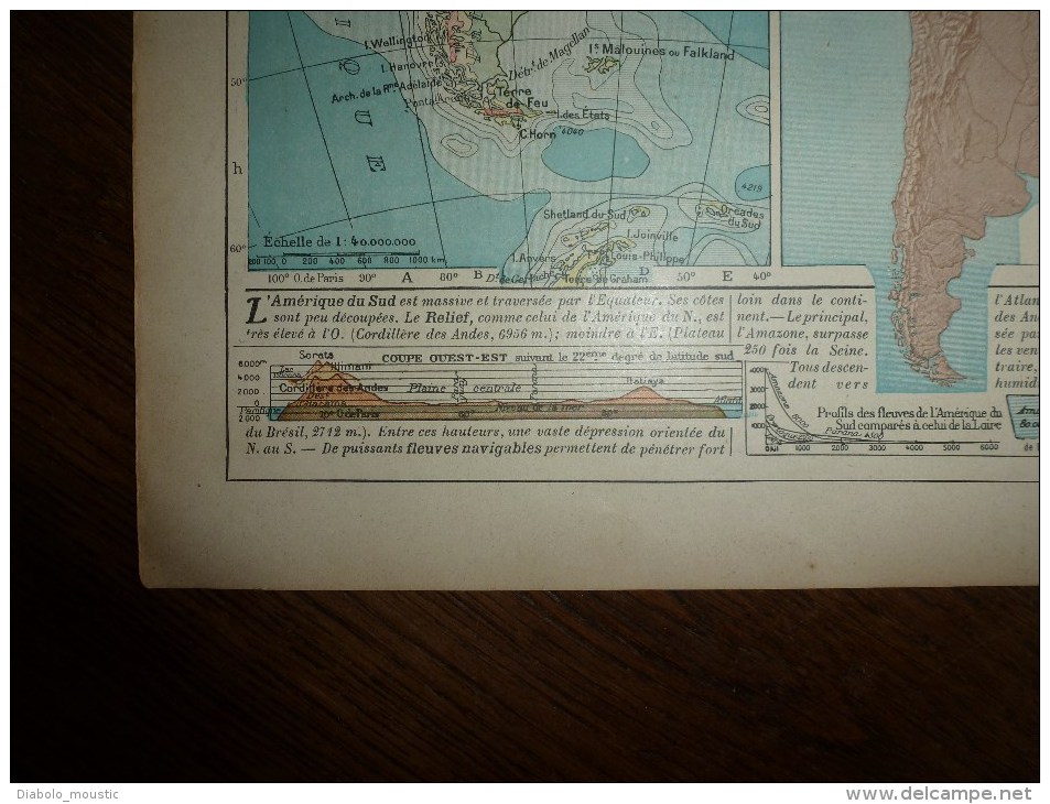 1913  Cartes Géographiques Ancienne ; AMERIQUE Du NORD Politique; AMERIQUE Du SUD Physique ; USA Partie EST - Geographical Maps