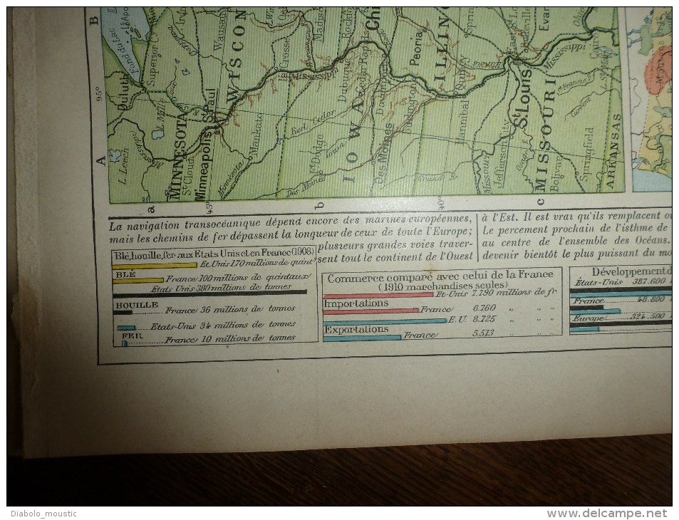 1913  Cartes Géographiques Ancienne ; AMERIQUE Du NORD Politique; AMERIQUE Du SUD Physique ; USA Partie EST - Geographical Maps