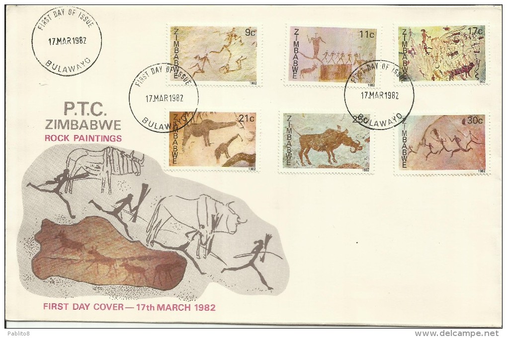 ZIMBABWE 1982 17 MARCH PTC ROCK PAINTINGS FDC FIRT DAY COVER - Zimbabwe (1980-...)