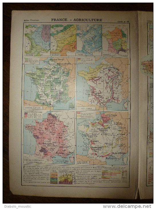 1913  Cartes Géographiques Ancienne ; FRANCE Administrative; FRANCE De L´ Agriculture ; FRANCE Chemins De Fer - Carte Geographique