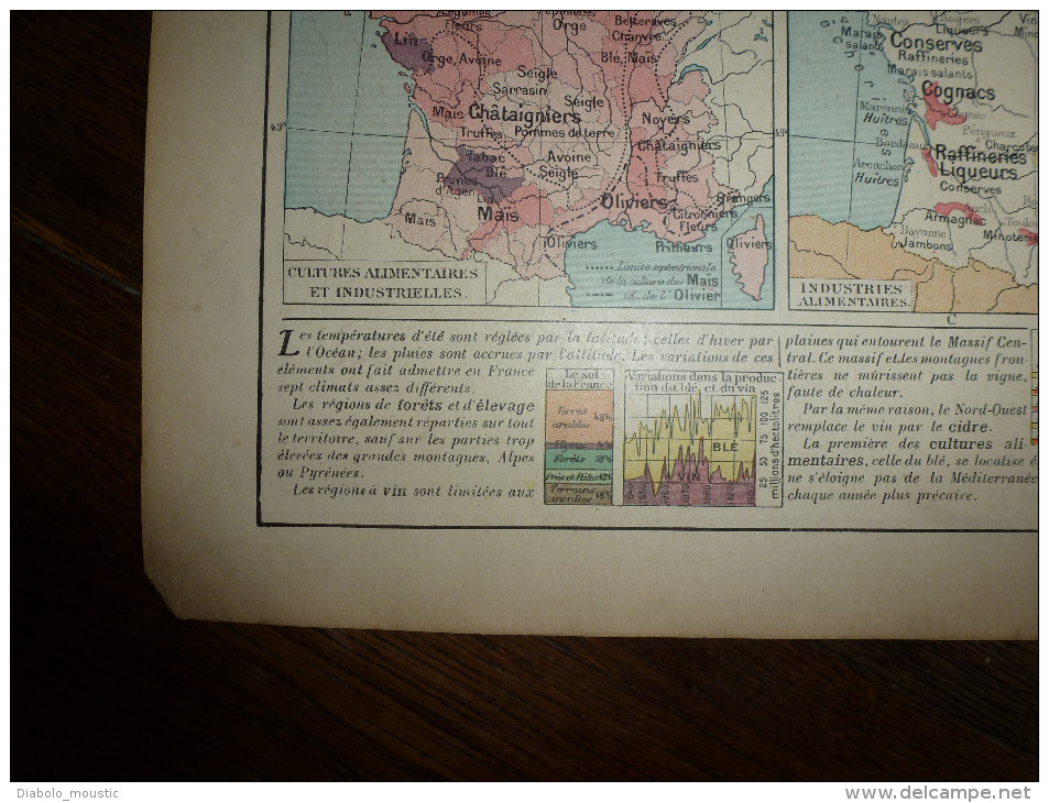 1913  Cartes Géographiques Ancienne ; FRANCE Administrative; FRANCE De L´ Agriculture ; FRANCE Chemins De Fer - Geographical Maps