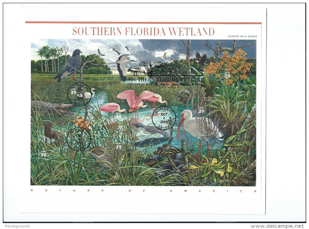 USA 2006 Nature Of America: Southern Florida Wetlands Pane Of 10 $3.90 FDC USED SC 4099sp YV BF-3876-85 MI B-4171-80 SG - 2001-2010