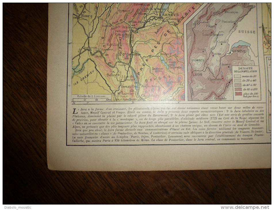 1913  Cartes Géographiques Ancienne ;Hypsométrie Des VOSGES Et Du JURA ;Hypsométrie Des ALPES ;FRANCE Voies Navigables - Geographical Maps