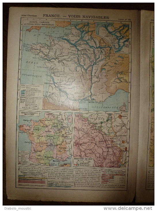 1913  Cartes Géographiques Ancienne ;Hypsométrie Des VOSGES Et Du JURA ;Hypsométrie Des ALPES ;FRANCE Voies Navigables - Geographical Maps