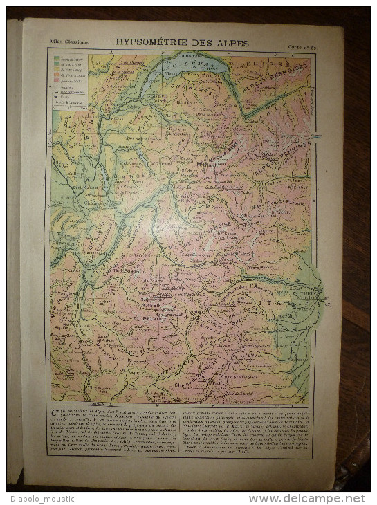 1913  Cartes Géographiques Ancienne ;Hypsométrie Des VOSGES Et Du JURA ;Hypsométrie Des ALPES ;FRANCE Voies Navigables - Geographical Maps