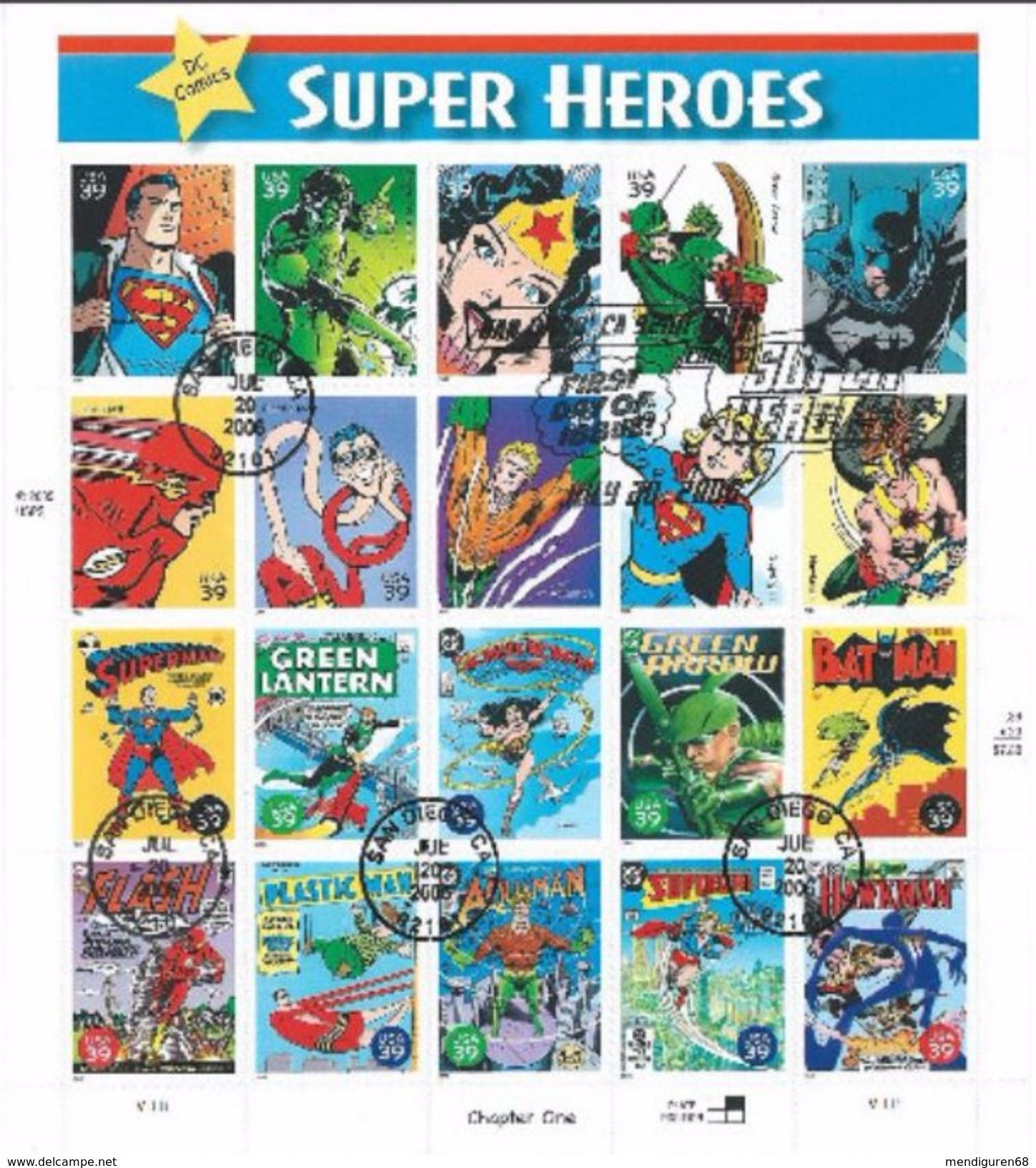 VEREINIGTE STAATEN ETATSUSA 2006 Comic Super Heroes Pane Of 20V FD CANCEL SC 4084sp YV F3841-60 MI B-4136-55 SG MS4626-4 - 2001-2010