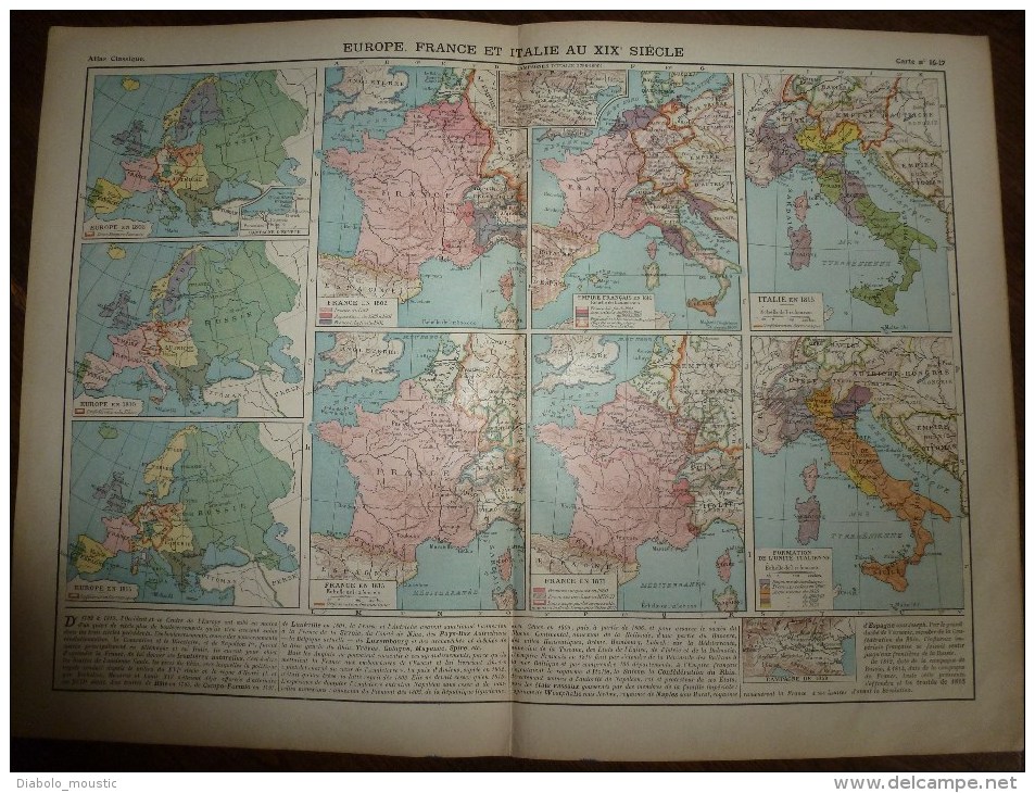 1913  Cartes Géographiques Ancienne ; EUROPE FRANCE Et ITALIE Au XIXe Siecle ; ALLEMAGNE Au XIXe Siecle ; FRANCE En 1789 - Geographical Maps