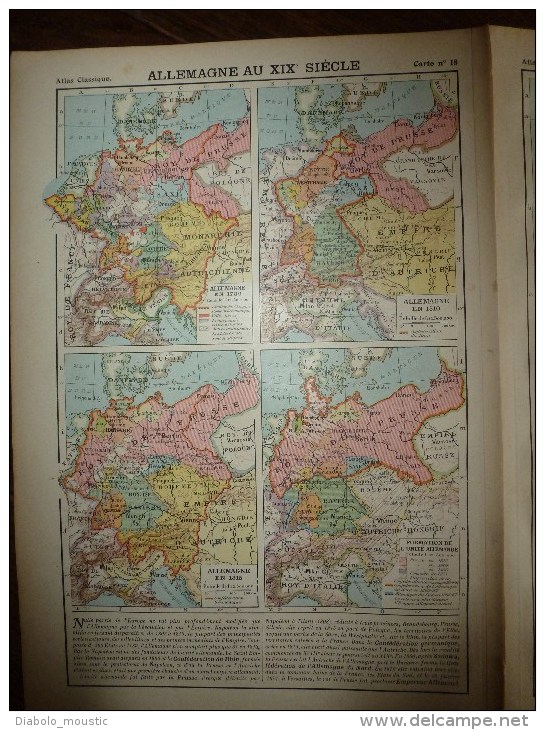 1913  Cartes Géographiques Ancienne ; EUROPE FRANCE Et ITALIE Au XIXe Siecle ; ALLEMAGNE Au XIXe Siecle ; FRANCE En 1789 - Geographical Maps