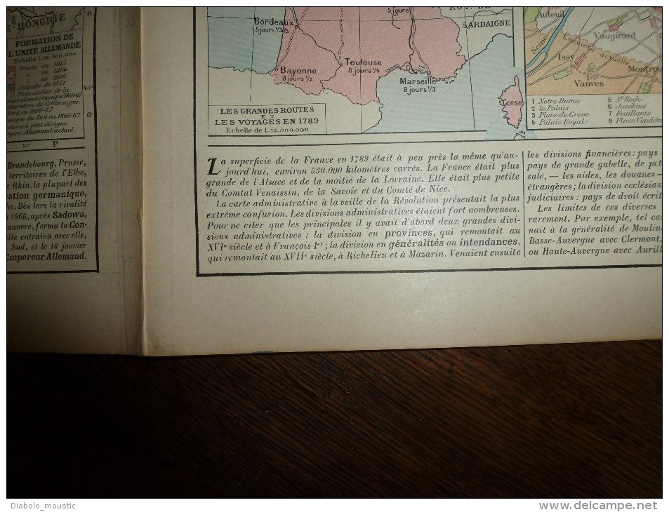 1913  Cartes Géographiques Ancienne ; EUROPE FRANCE Et ITALIE Au XIXe Siecle ; ALLEMAGNE Au XIXe Siecle ; FRANCE En 1789 - Geographical Maps