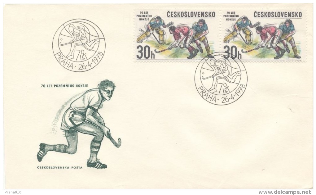 Czechoslovakia / First Day Cover (1978/07), Praha - Theme: 70 Years Of Field Hockey - Hockey (su Erba)