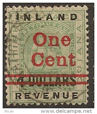 BRITISH GUIANA 1890 1c On $4 Ship SG 210 U #BC127 - Guyane Britannique (...-1966)