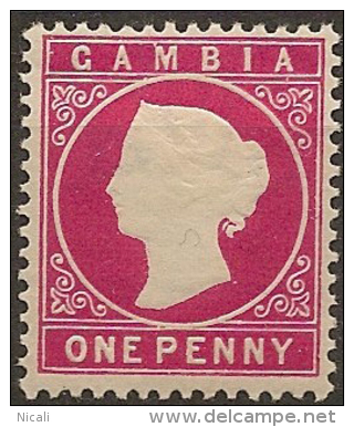 GAMBIA 1886 1d Pale Carmine QV SG 23b HM #BC182 - Gambia (...-1964)