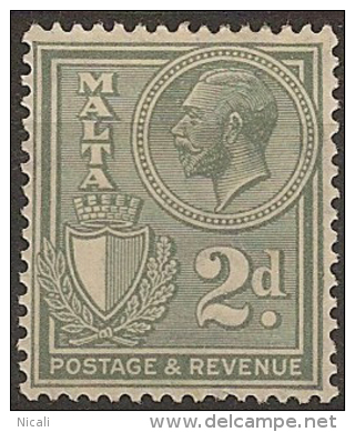 MALTA 1930 2d Grey KGV SG 197 HM #BC347 - Malta (...-1964)