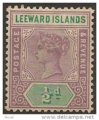 LEEWARD IS 1890 1/2d QV SG 1 HM #BC324 - Leeward  Islands