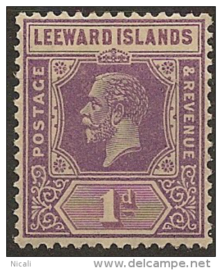LEEWARD IS 1921 1d KGV SG 61 HM #BC332 - Leeward  Islands