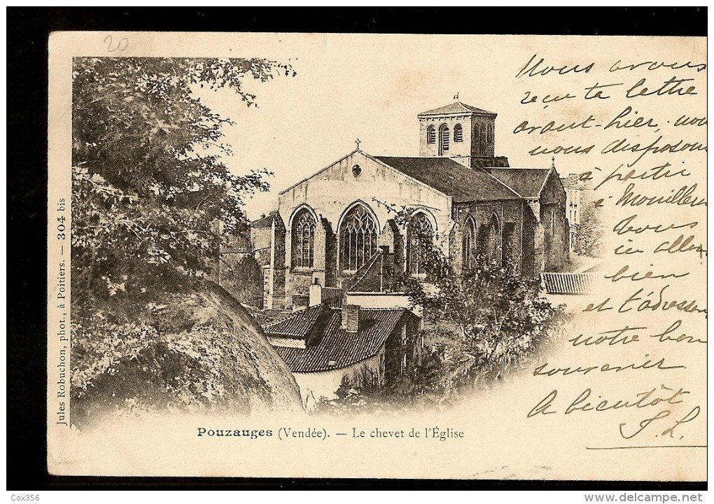 CPA 85 POUZAUGES Le Chevet De L'Eglise ( Cachet Postale ) - Pouzauges