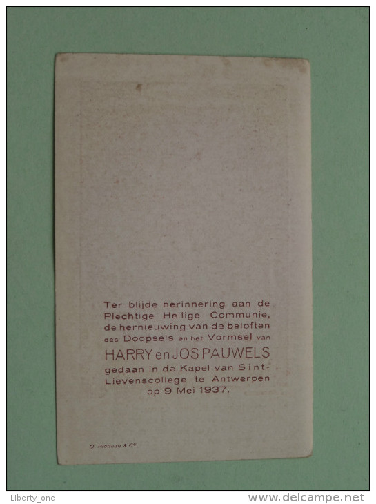 Plechtige Heilige Communie HARRY En JOS PAUWELS 9 Mei 1937 Sint Lievenscollege Antwerpen ( Details - Zie Foto ) ! - Religión & Esoterismo