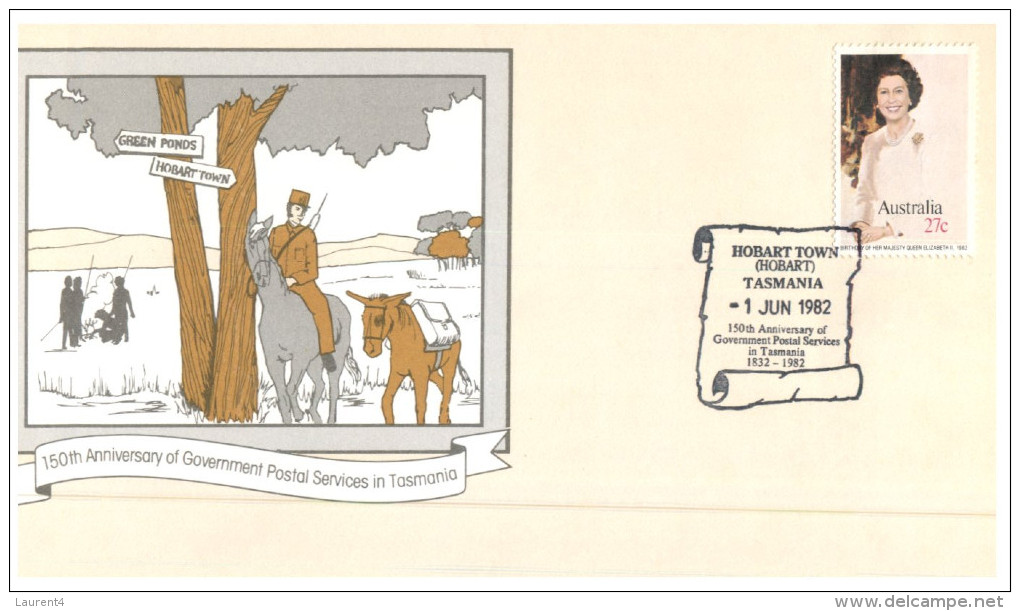 (PH 162) Australia FDC Cover - 1982 - 150th Anniversary Of Postal Services In Tasmania (18 Different Postmarks) - Primi Voli