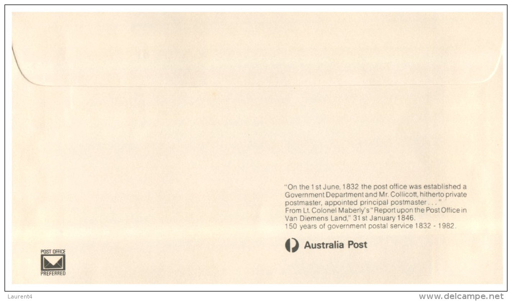 (PH 162) Australia FDC cover - 1982 - 150th anniversary of postal services in Tasmania (18 different postmarks)