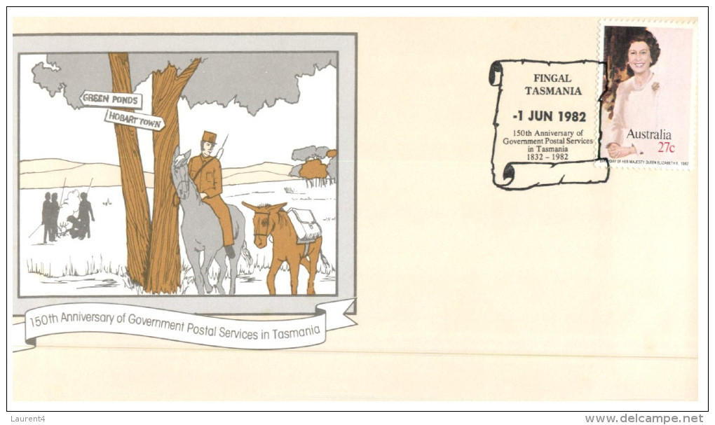 (PH 162) Australia FDC cover - 1982 - 150th anniversary of postal services in Tasmania (18 different postmarks)