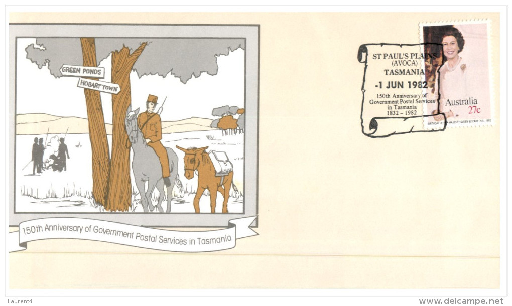 (PH 162) Australia FDC cover - 1982 - 150th anniversary of postal services in Tasmania (18 different postmarks)