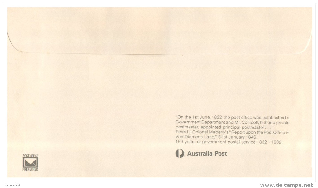 (PH 162) Australia FDC cover - 1982 - 150th anniversary of postal services in Tasmania (18 different postmarks)