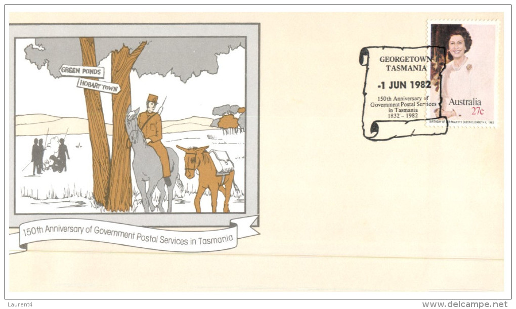 (PH 162) Australia FDC cover - 1982 - 150th anniversary of postal services in Tasmania (18 different postmarks)