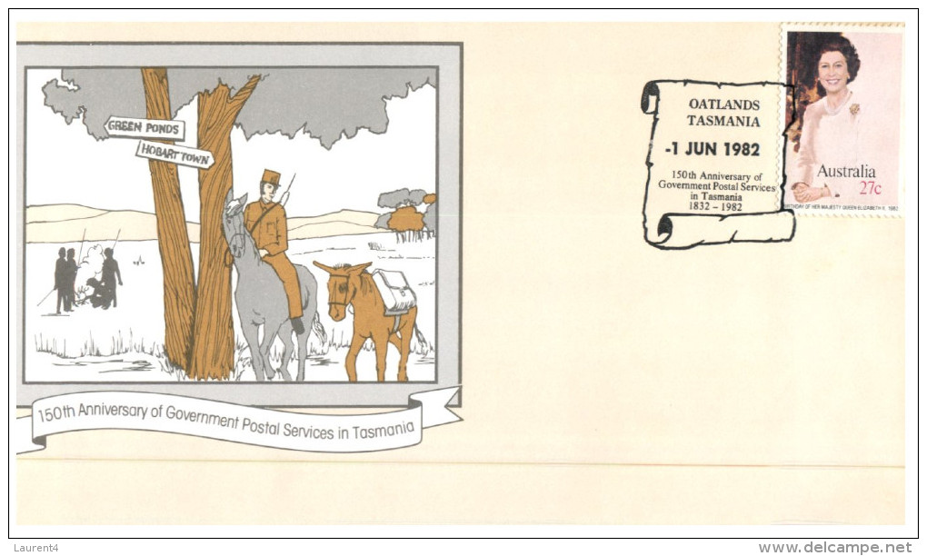 (PH 162) Australia FDC cover - 1982 - 150th anniversary of postal services in Tasmania (18 different postmarks)