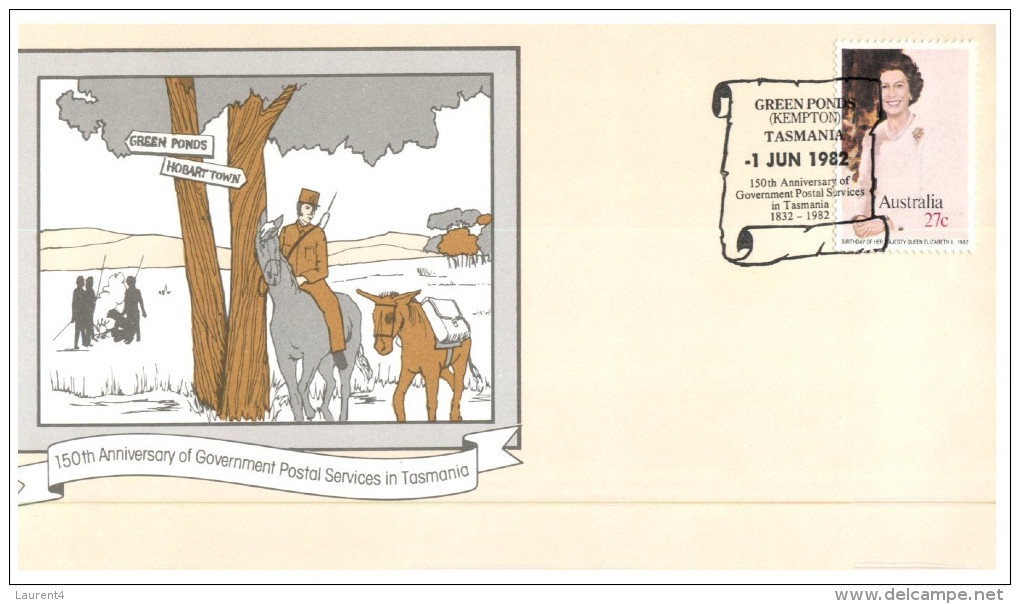 (PH 162) Australia FDC cover - 1982 - 150th anniversary of postal services in Tasmania (18 different postmarks)