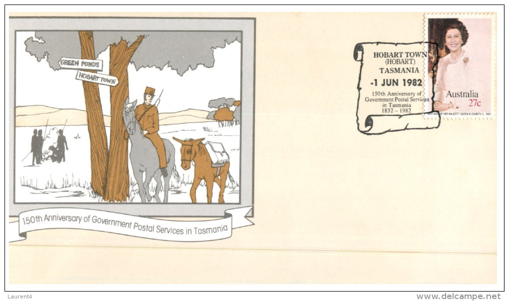 (PH 162) Australia FDC cover - 1982 - 150th anniversary of postal services in Tasmania (18 different postmarks)