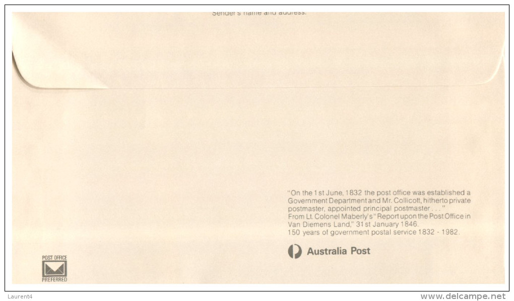 (PH 162) Australia FDC cover - 1982 - 150th anniversary of postal services in Tasmania (18 different postmarks)