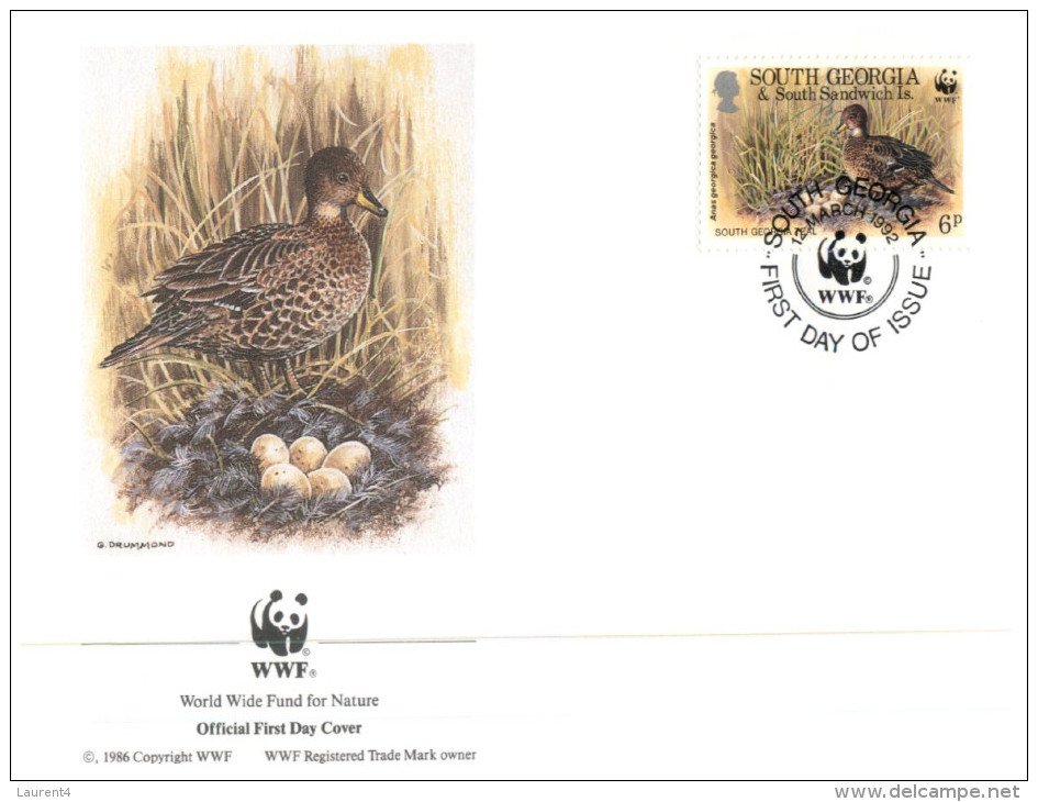 (PH 751) WWF Set Of 4 Covers - 1992 - South Georgia Birds - FDC