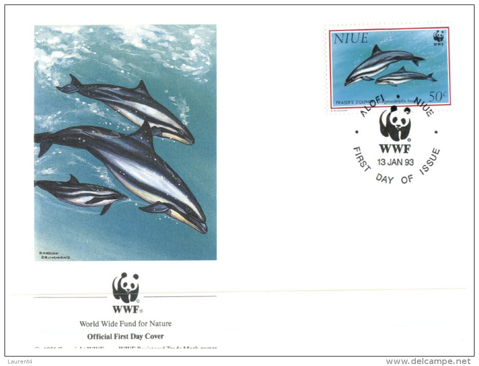 (PH 751) WWF Set Of 4 Covers - 1993 - Niue Dolphins - FDC