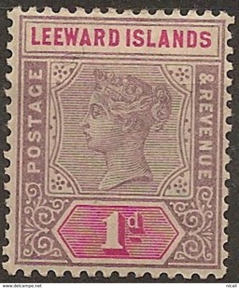 LEEWARD IS 1890 1d QV SG 2 HM #BC325 - Leeward  Islands