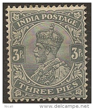 INDIA 1911 3p Slate KGV SG 154 HM #BC313 - 1902-11 King Edward VII