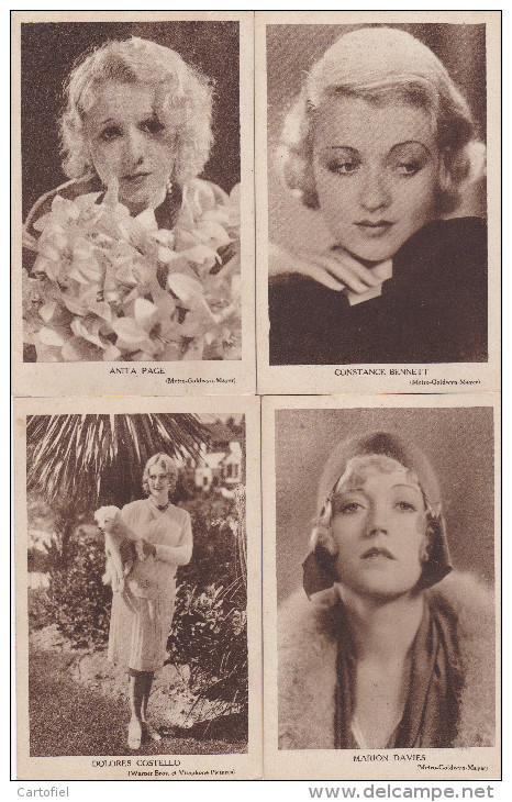 LOT-4 POSTCARDS-MOVIE STARS-MARION DAVIES-CONSTANCE BENNETT-ANITA PAGE-DOLORES COSTELLO-NOT USED-VINTAGE-CINEMA-2 SCANS - Artistes